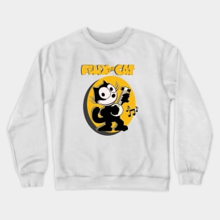 Felix the Cat Plays Banjo Old School Retro Cat Cartoon Art Crewneck Sweatshirt